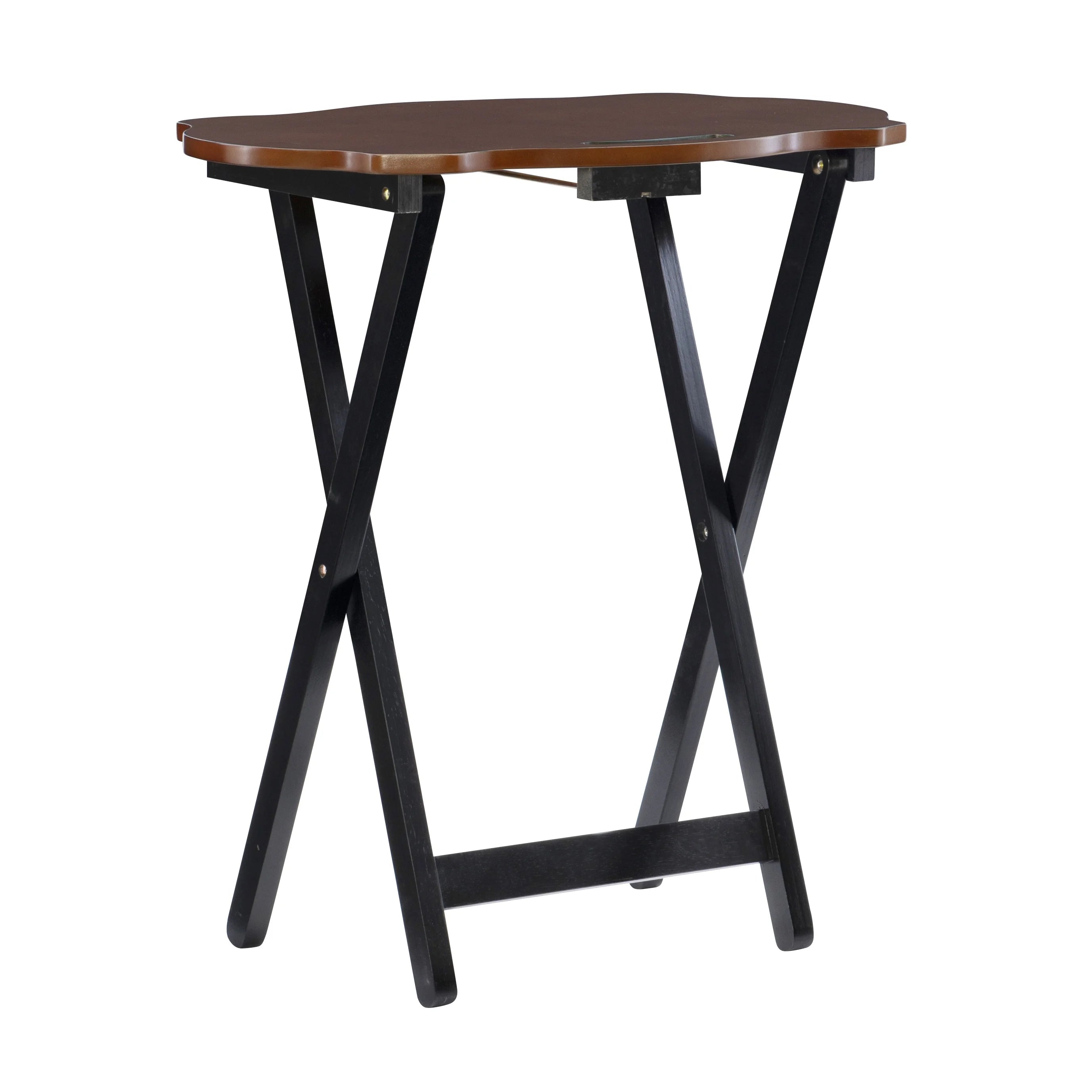 Powell Serpentine 5-Piece Folding Side Table TV Tray Set with Stand, Hazelnut/Black H30120