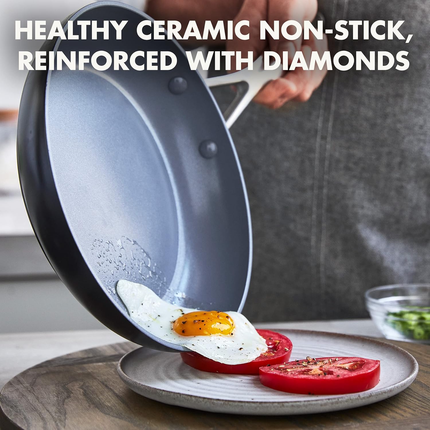 GreenPan Valencia Pro 8" Hard Anodized Ceramic Nonstick Frying Pan with Glass Lid P932867