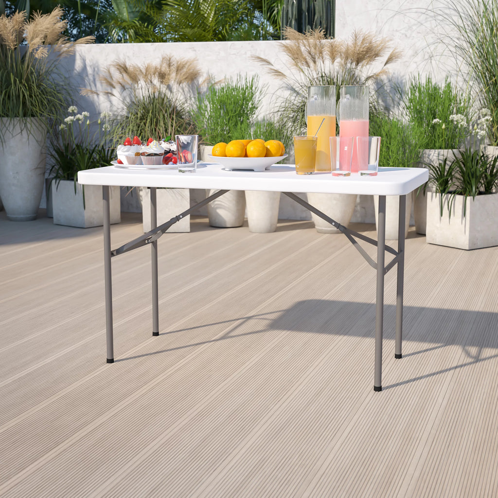 Flash Furniture 4-Foot Granite White Plastic Folding Table