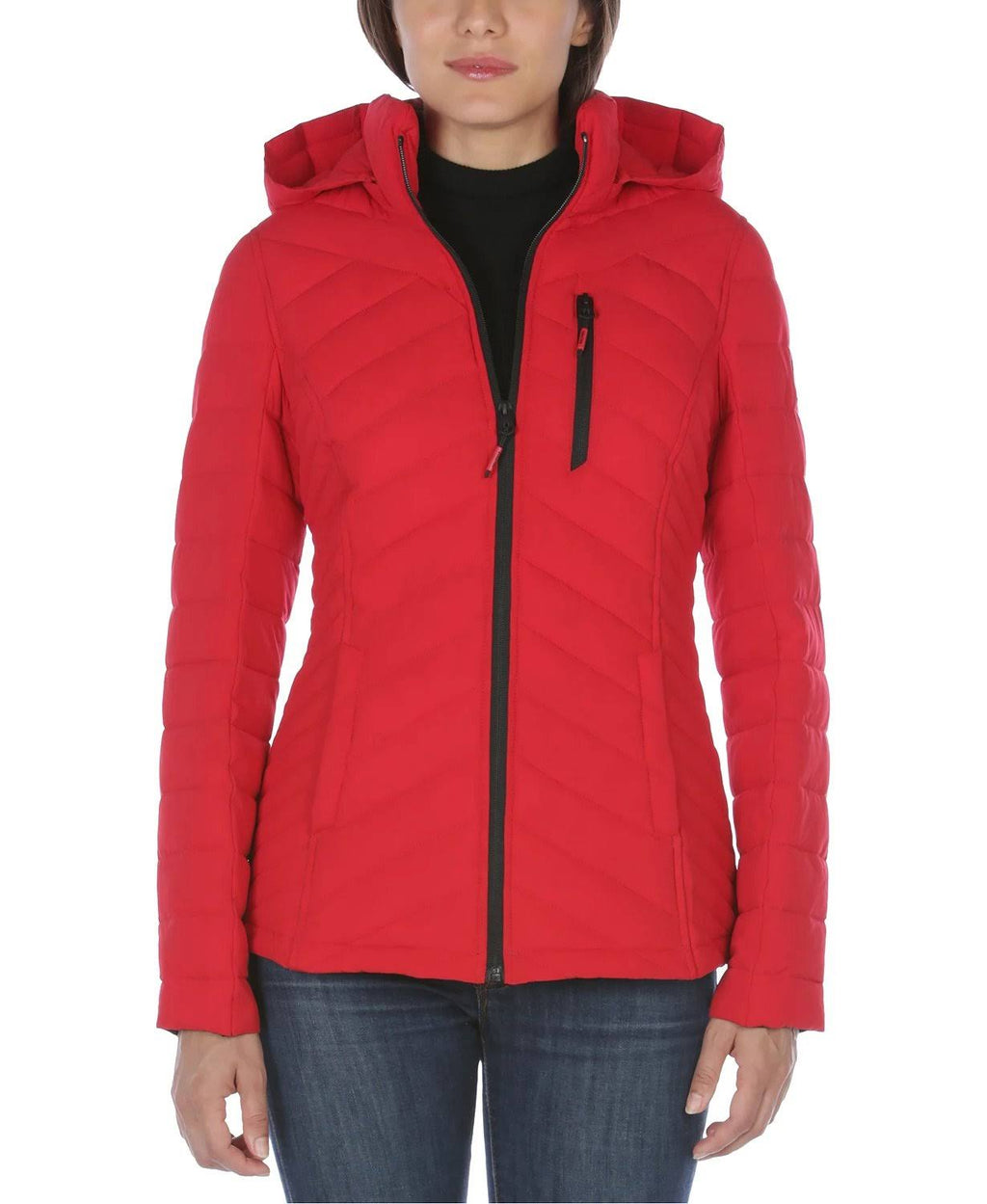 Nautica Hooded Stretch Packable Puffer Coat, Created for Macy&s - Nautica Red