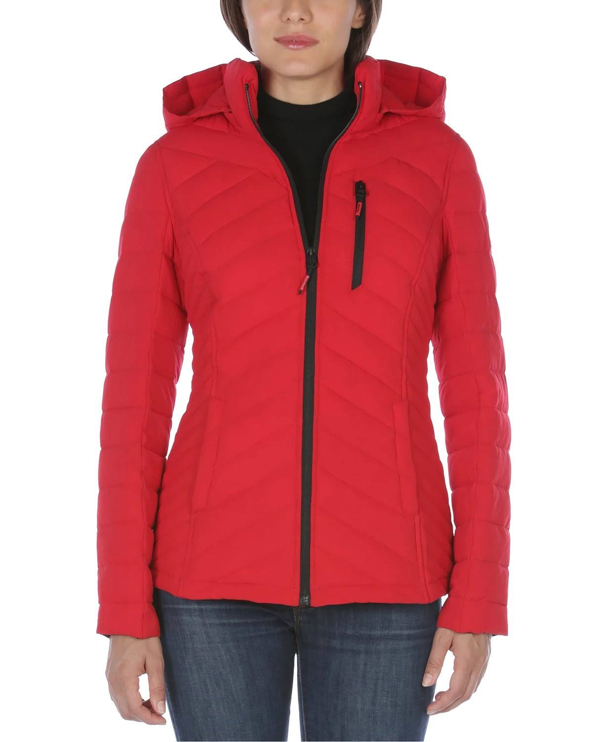 Nautica Hooded Stretch Packable Puffer Coat, Created for Macy&s - Nautica Red