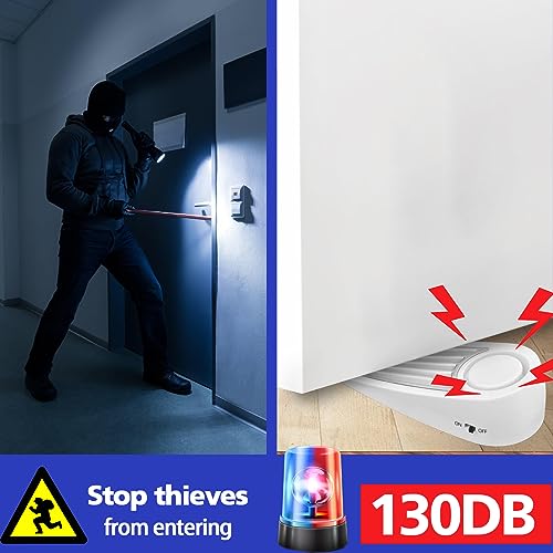 Door Stop Alarm 130dB Security Wedge for Home Travel, Black 2 Pack J803703
