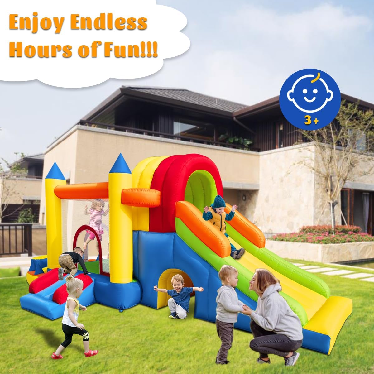 Inflatable Bounce House with Two Slides for Kids B71005