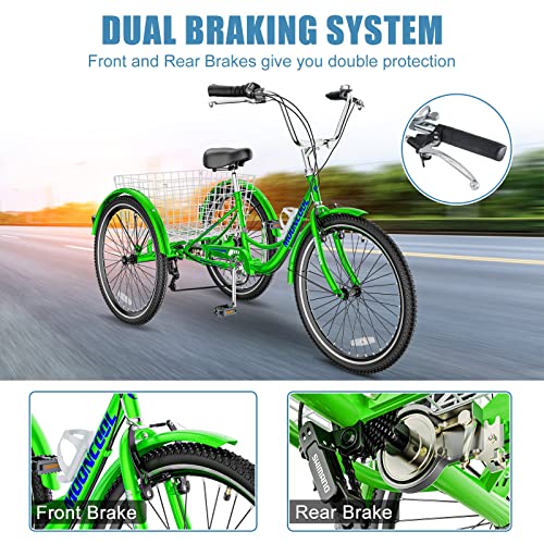 Adult Tricycle 3 Wheel Bike 7 Speed with Shopping Basket a7