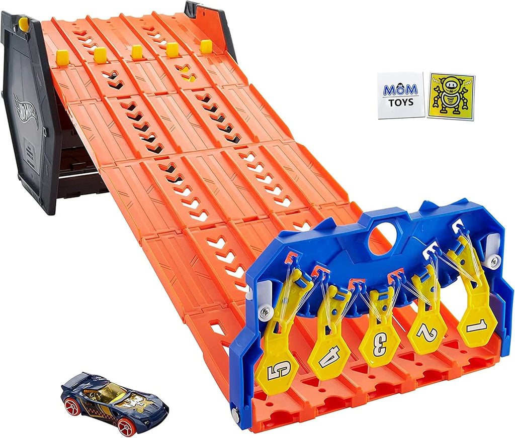 DieCast Hot Wheels Trackset Toy Cars and Trucks - Hot Wheels Action Rollout Raceway Trackset Bundle with 2 My Outlet Mall Stickers