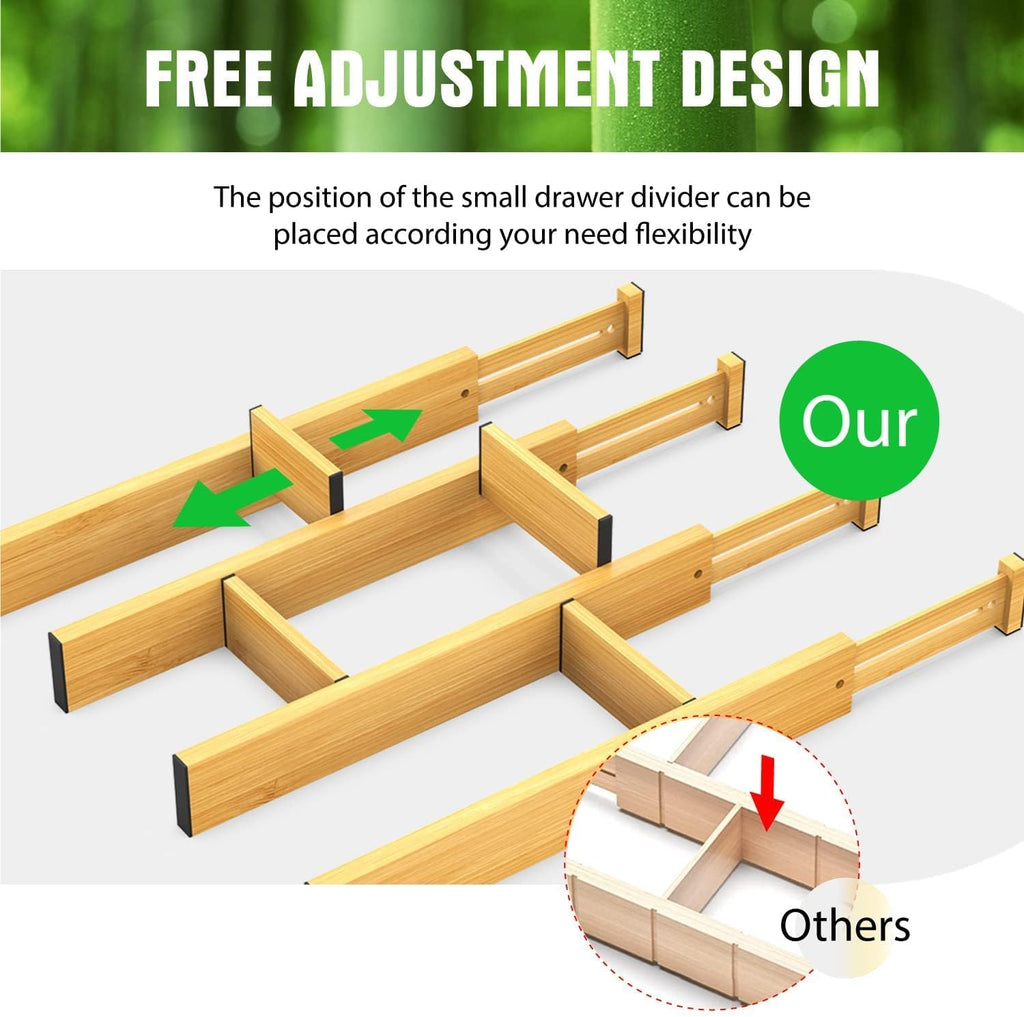 ANTOWIN Bamboo Drawer Dividers Organizers 16pcs, Expandable 17-22 inches V28899