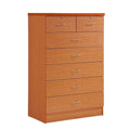 Hodedah 7 Drawer Wooden Jumbo Dresser Chest with 2 Top Locks, Cherry