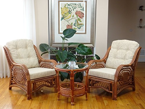 Malibu Lounge Accent Armchair Natural Rattan Wicker with Cushion X496406