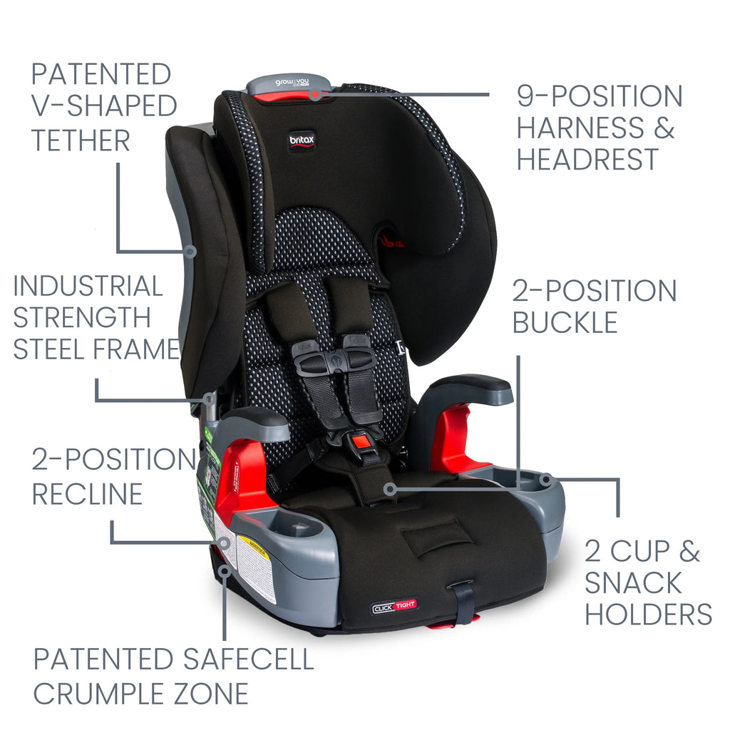 Britax Grow With You ClickTight Harness-2-Booster Car Seat, Cool Flow Grey D82231