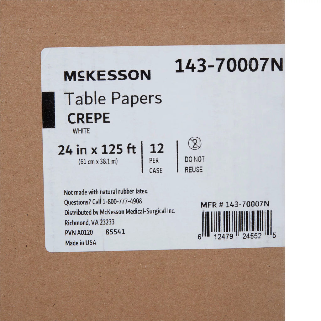 McKesson Table Paper White Crepe 24" x 125' 12 Rolls E7428