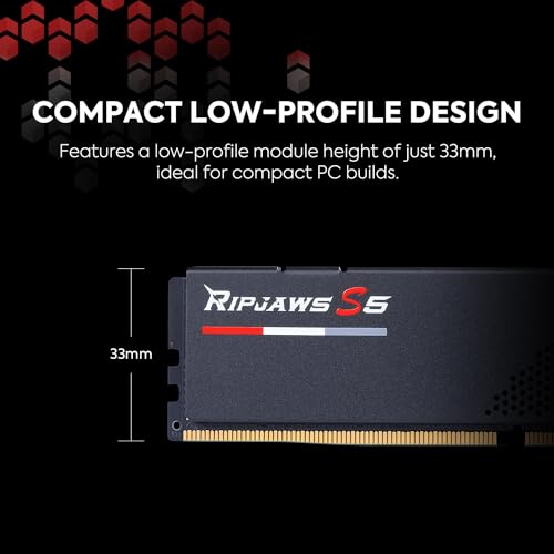 G.SKILL Ripjaws S5 DDR5 RAM 32GB (2x16GB) 5600MT/s Desktop Memory UDIMM - Matte Black D1369