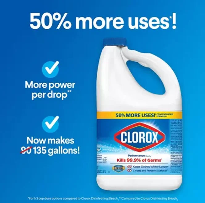 Clorox Performance Bleach, 121 Oz, Pack of 3 X47995