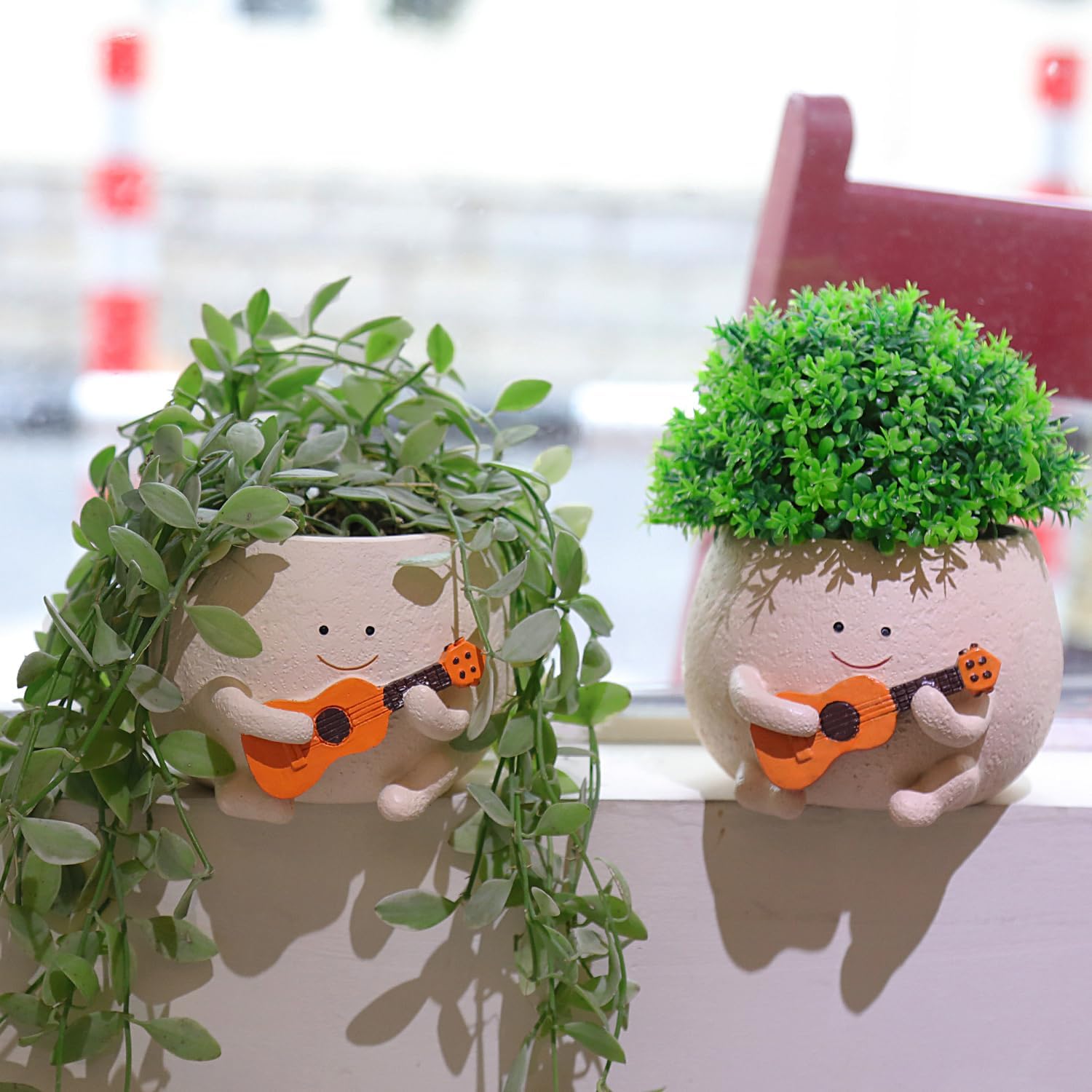 Smiley Guitar Head Succulent Planter with Drainage Hole a7