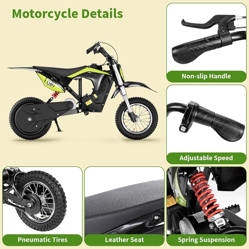 36V 300W Kids Electric Dirt Bike Ride on Motorcycle for Ages 5-10 M6348