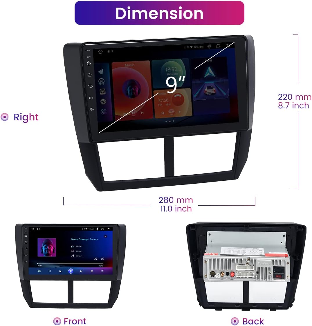 Car Stereo Bluetooth Navigation Carplay Android Auto 1280x720 IPS Touch Screen 4GB+64GB q7