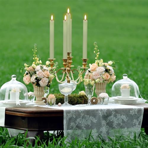 Drip Wax Flameless Taper Candles with Remote, Battery Operated LED Warm Light, Pack of 6 Ivory 9.64 Inch k7