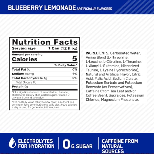 Sparkling Hydration Drink with Electrolytes & Caffeine, Sugar Free, Strawberry, 12 Pack a7