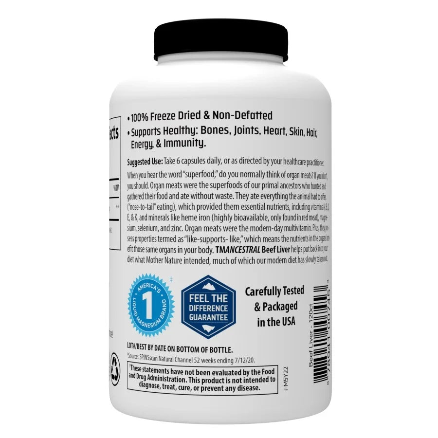 Trace Minerals Ancestral Beef Liver Capsules, 3000 mg, 180 Count E298337