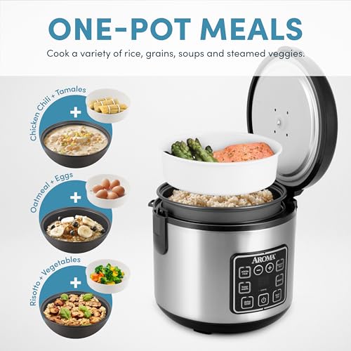 Rice Cooker 4-Cup Uncooked 8-Cup Cooked Stainless Steel a7