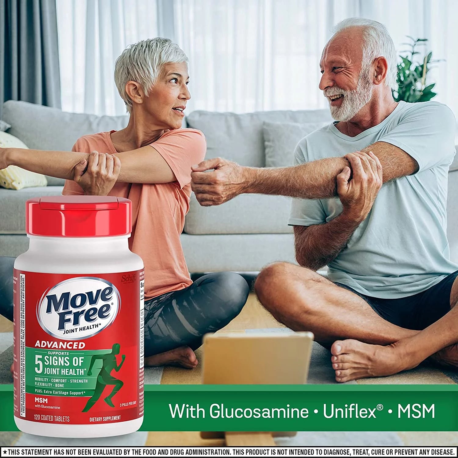 Advanced Glucosamine Chondroitin MSM Joint Support Supplement, Coated Tablets, 120ct E21972
