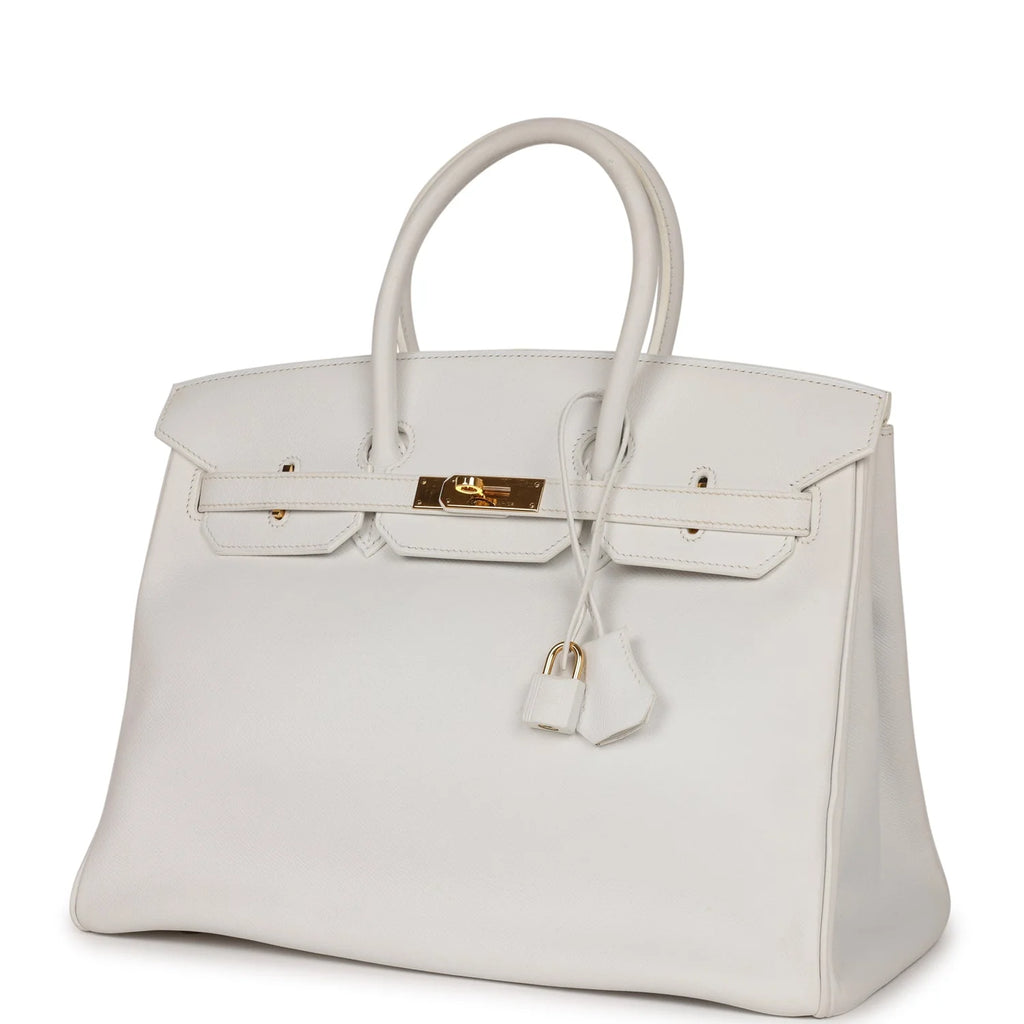 White Epsom Leather Birkin 35 Gold Hardware k7