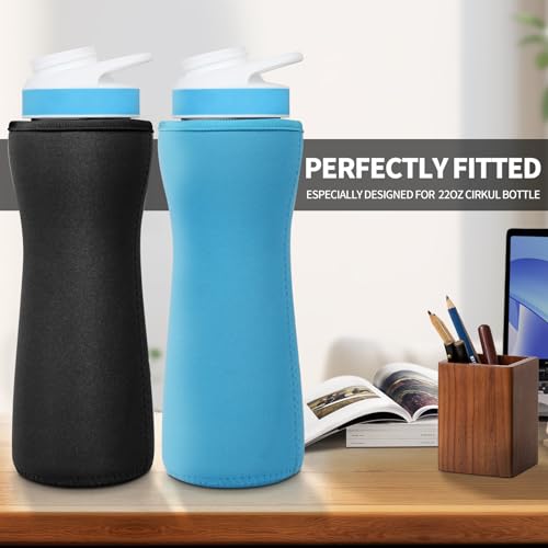 2 Pack Sleeve for Cirkul 22oz Water Bottle, Protective Insulated Cover, Black F348