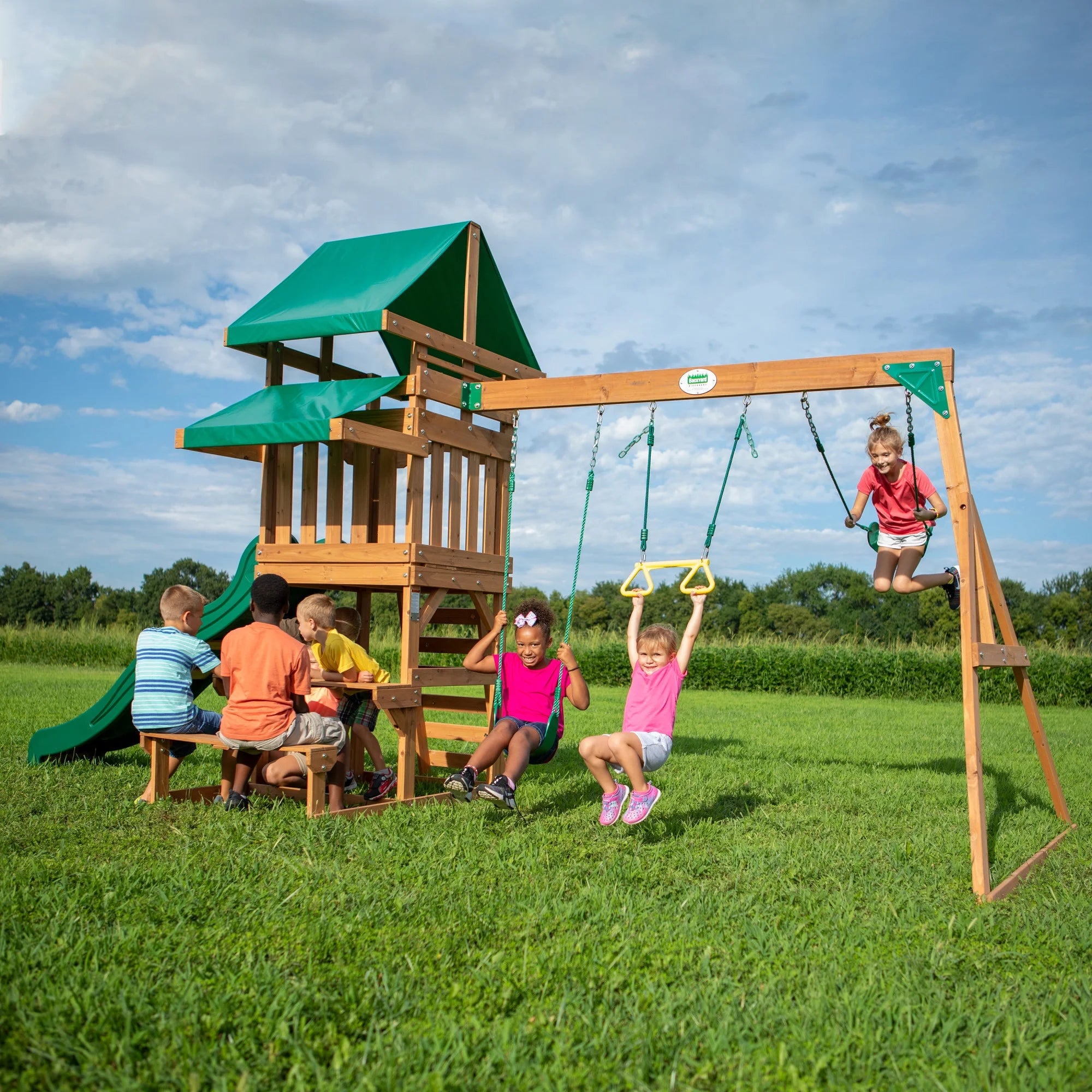 Cedar Wood Playset Swing Set k7