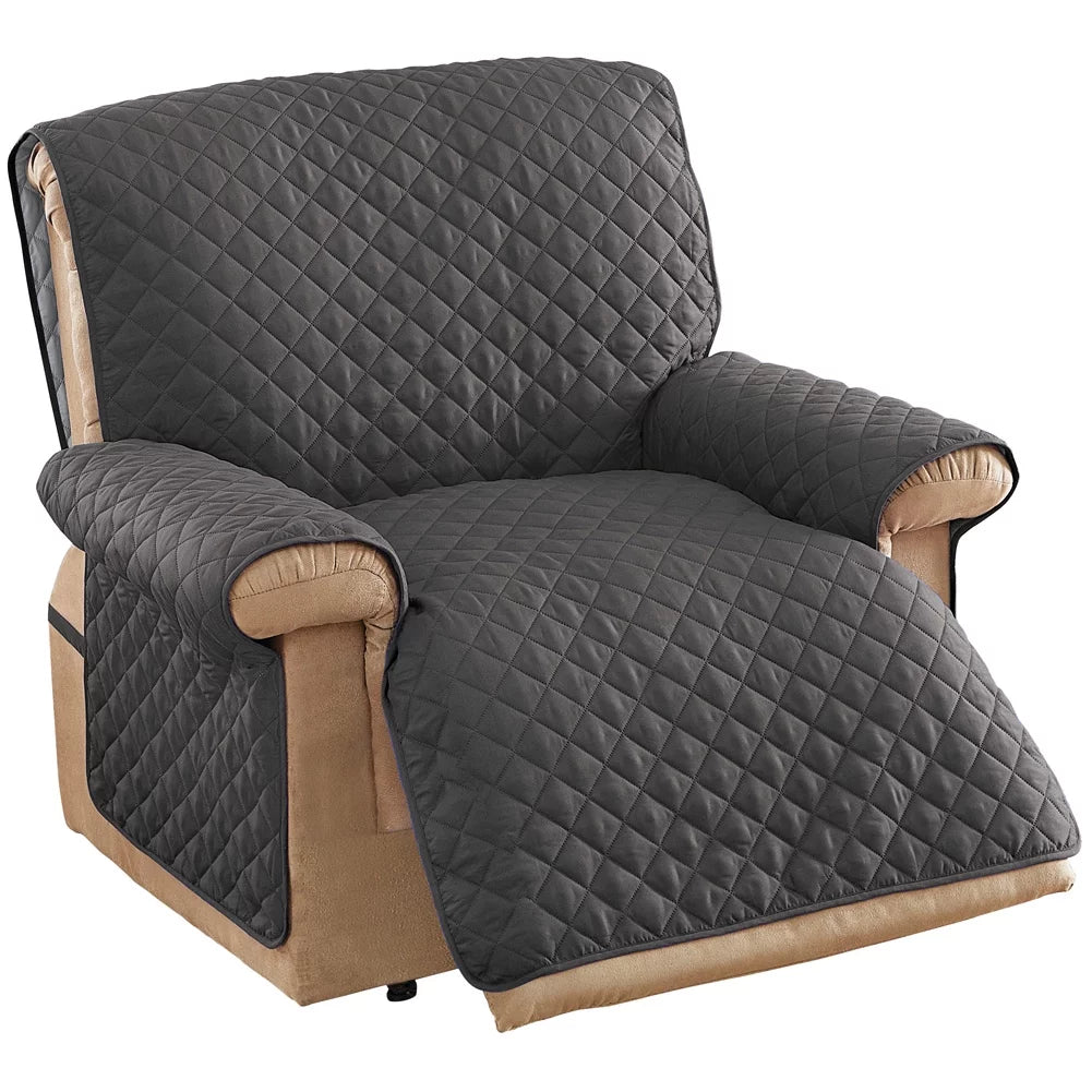 Collections Etc Ultra Reversible Furniture Cover Protector Slate Grey/Silv Jumbo Recliner