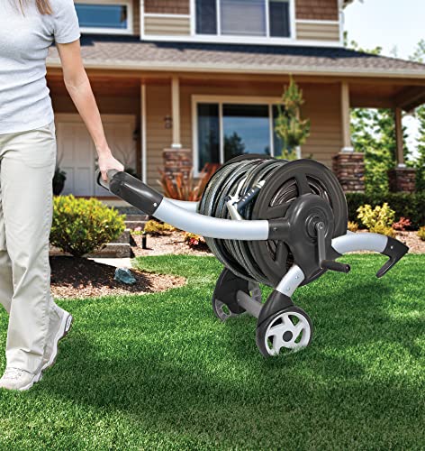 Garden Hose Reel Cart, 200 ft Capacity, Heavy Duty Aluminum 7k