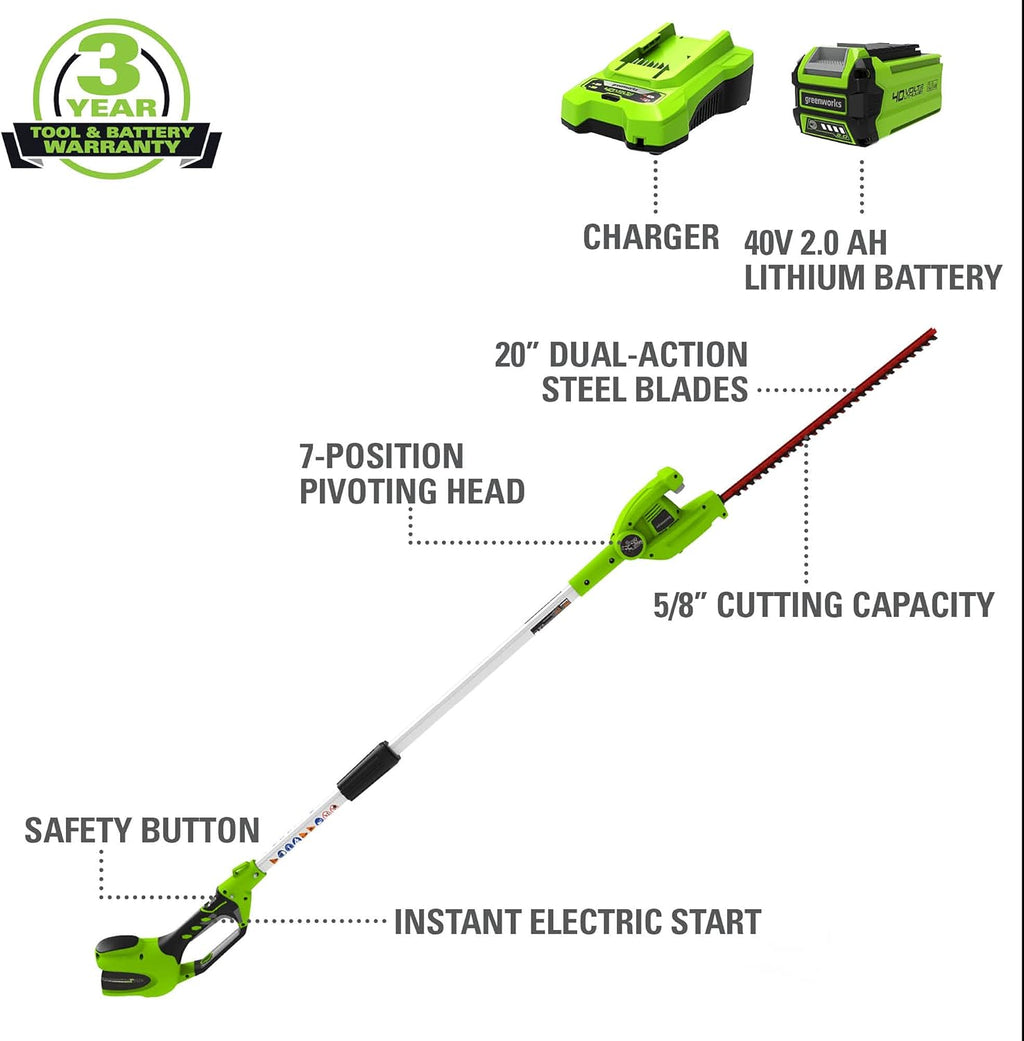 Cordless Pole Hedge Trimmer with Battery and Charger k7