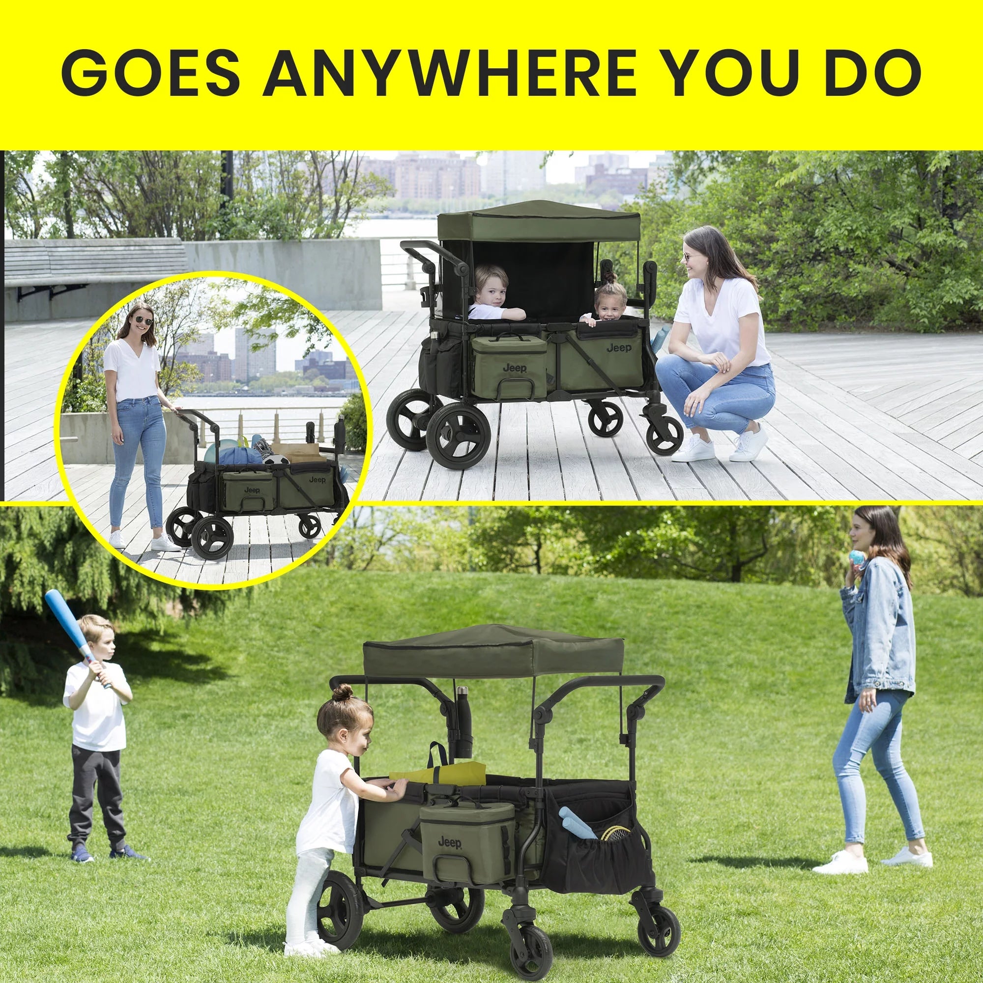 Jeep Deluxe Wrangler Wagon Stroller with Cooler Bag by Delta Children I18408