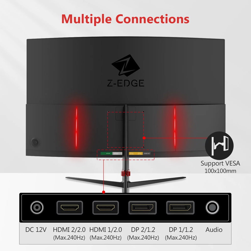 Z-EDGE UG27P 27-Inch Curved Gaming Monitor 240Hz 1ms Full HD V735