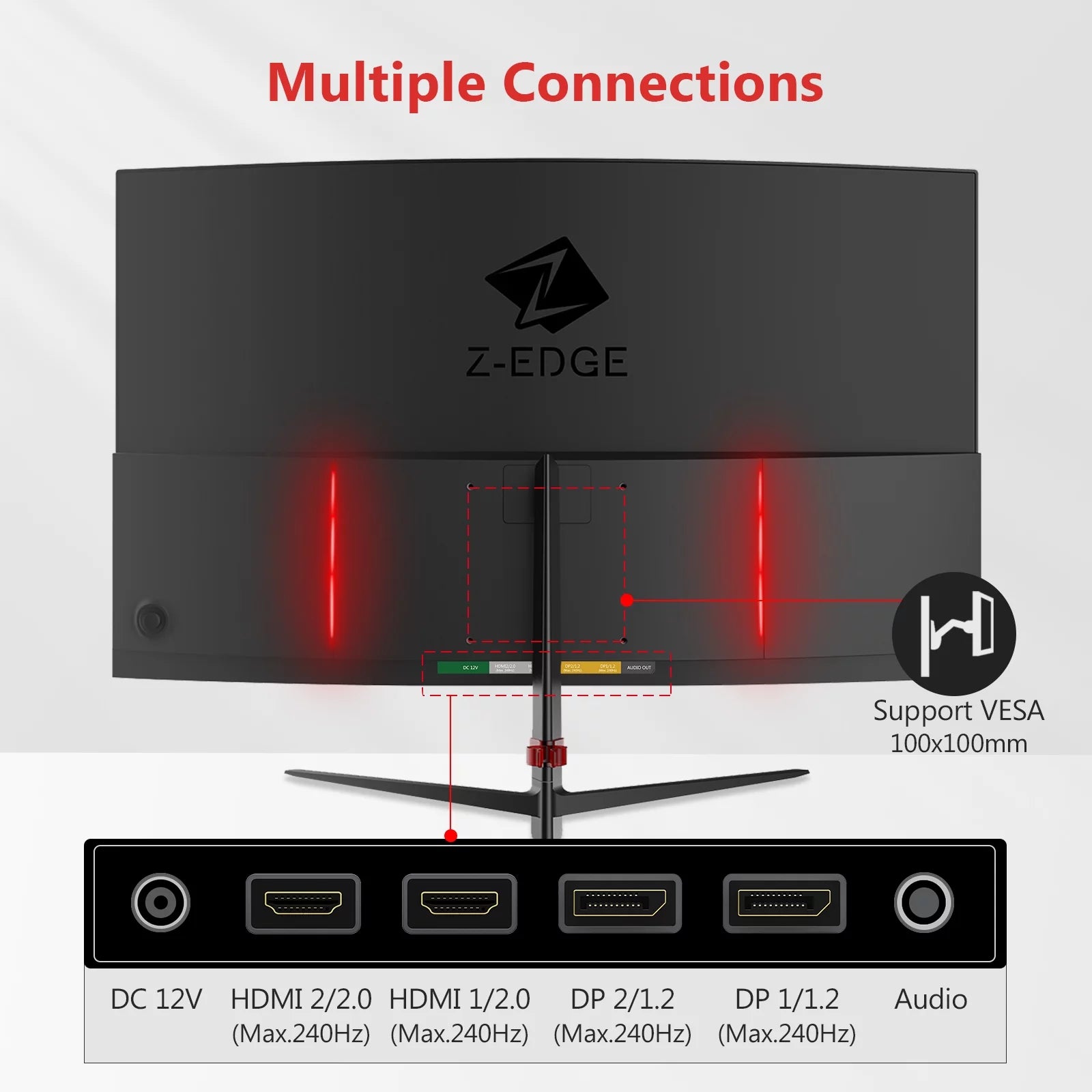Z-EDGE UG27P 27-Inch Curved Gaming Monitor 240Hz 1ms Full HD V735
