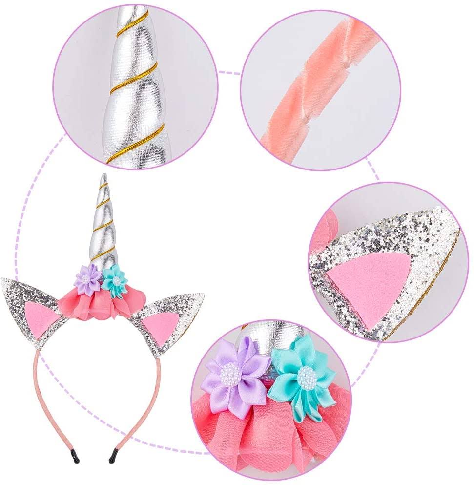 Unicorn Birthday Party Supplies Headband Sash Set a7