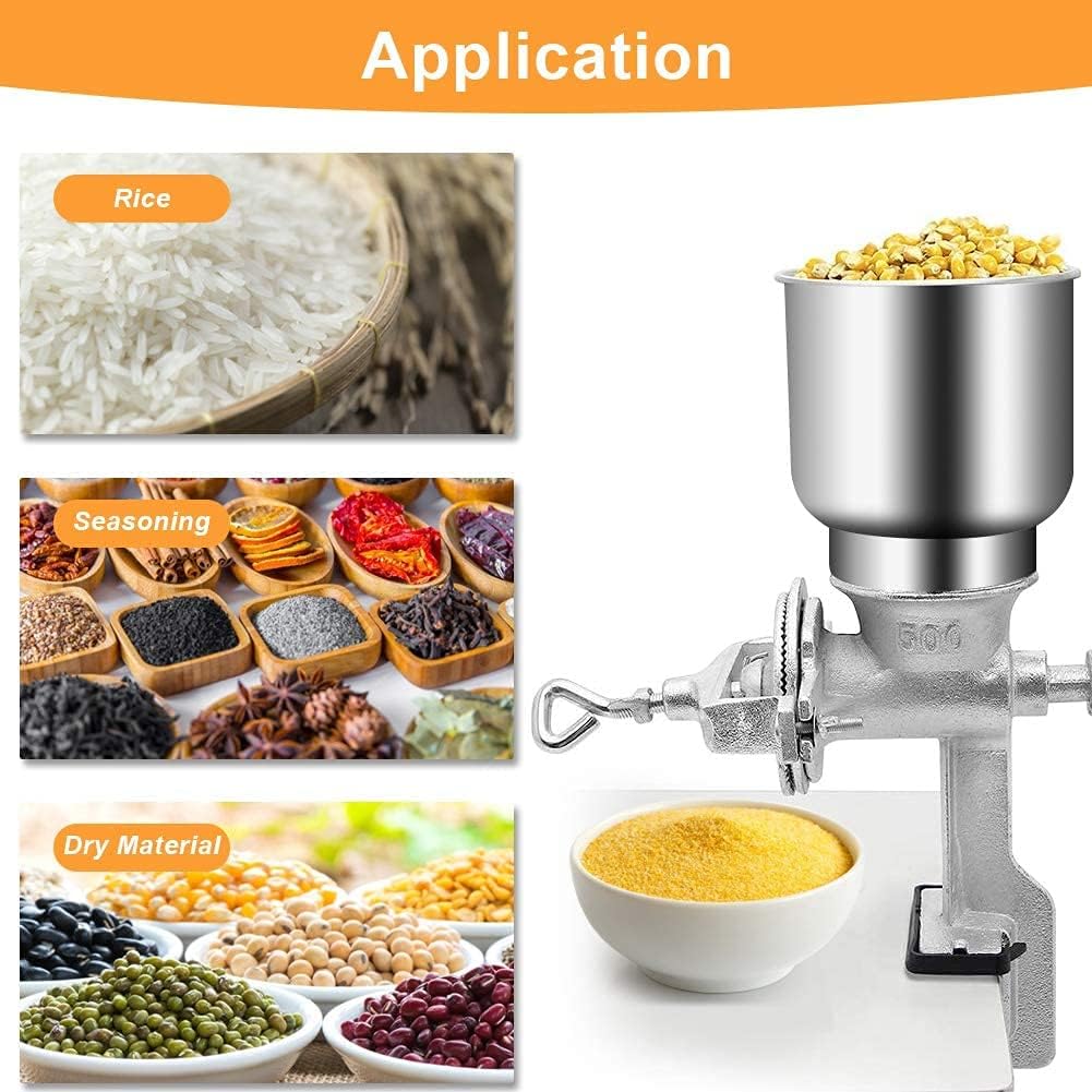 Manual Grain Grinder, Portable Hand Crank Mill for Wheat, Spice, Corn & Coffee M55414
