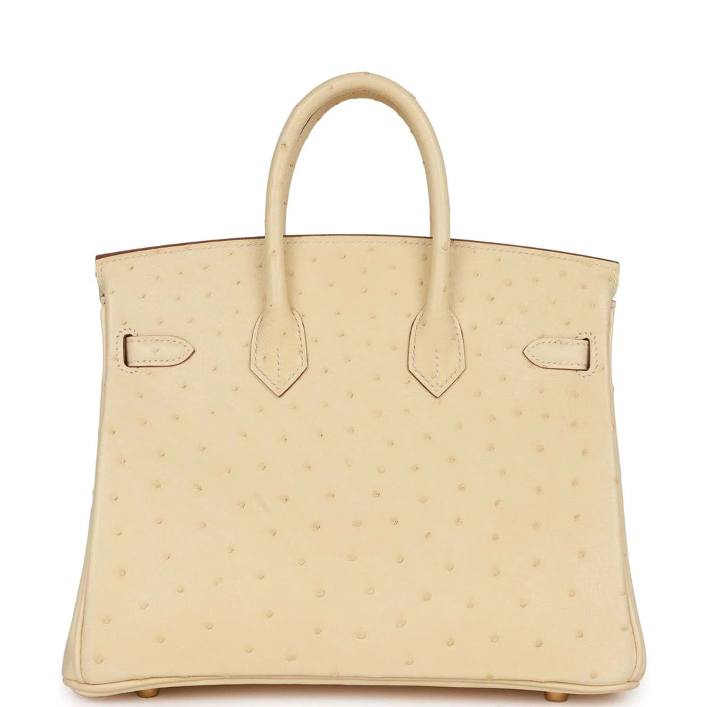 Ostrich Leather Handbag Gold Hardware k7