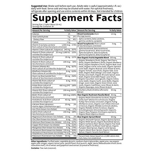 Raw Whole Food Multivitamin Liquid Fruit Punch 30 Fl Oz k7