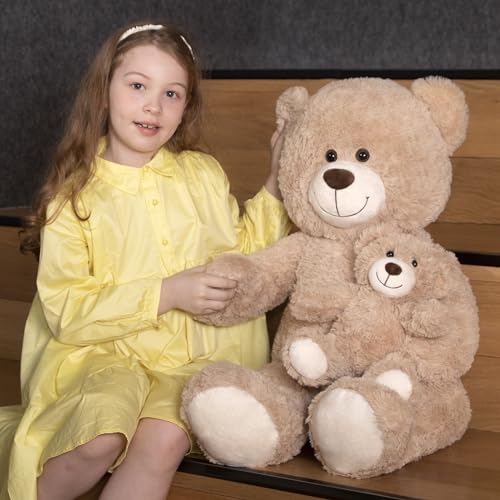 MorisMos Giant 4 Feet Teddy Bear Stuffed Animal with Baby Bear Plush, Brown S619142