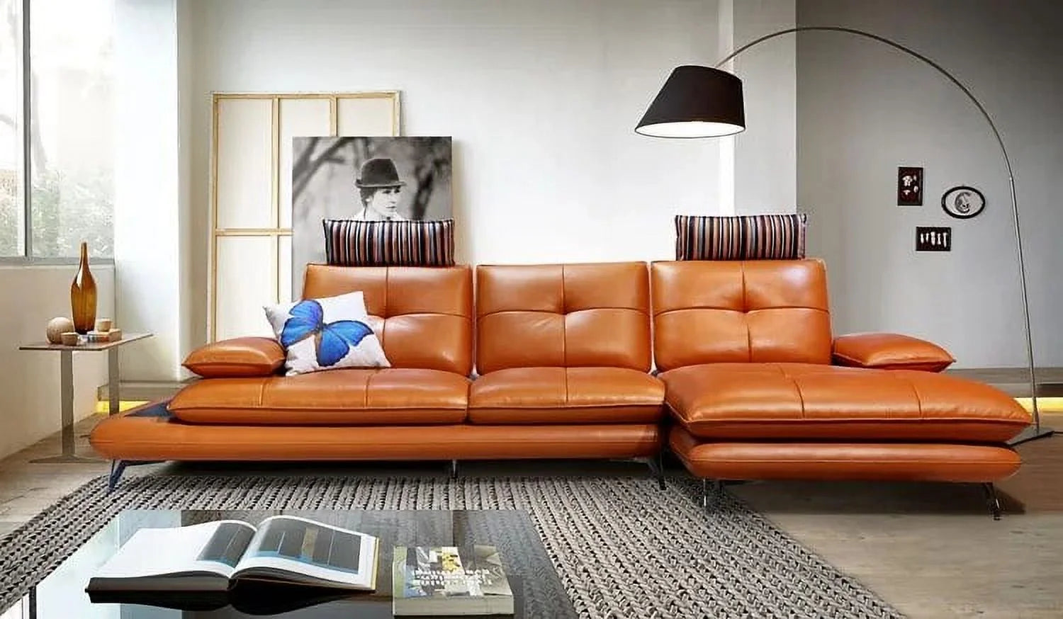 Genuine Leather Corner Sofa Recliner Set for Living Room F424