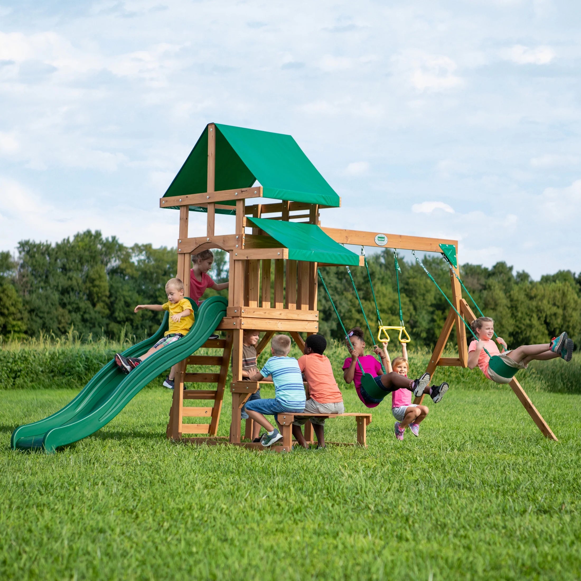Backyard Discovery Belmont All Cedar Wood Playset Swing Set - Radiant Selections