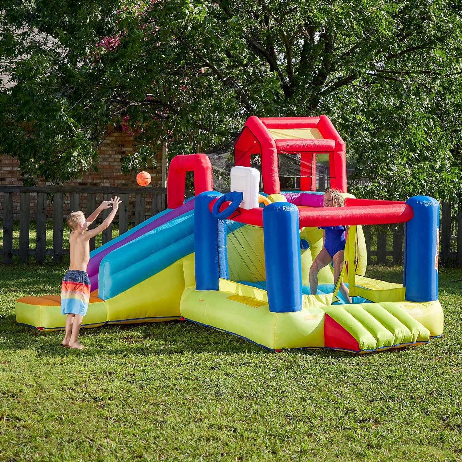 Banzai Climb ’N’ Bounce Bounce House with Slides and Blower W2120
