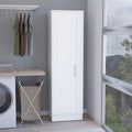 Depot E-Shop DE-MLB8978 14 x 7 in. Fairfield Utility Storage Cabinet with 6-Tier Shelf & Broom Hangers, White
