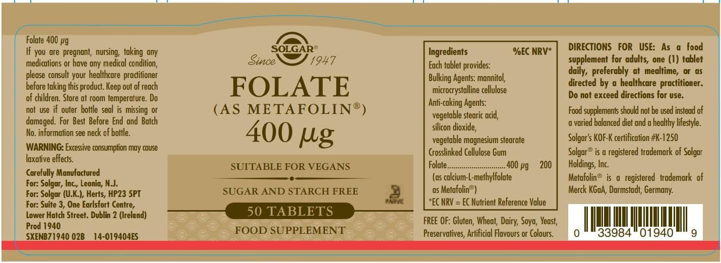 Folate 666 MCG DFE Tablets 50 Count k7