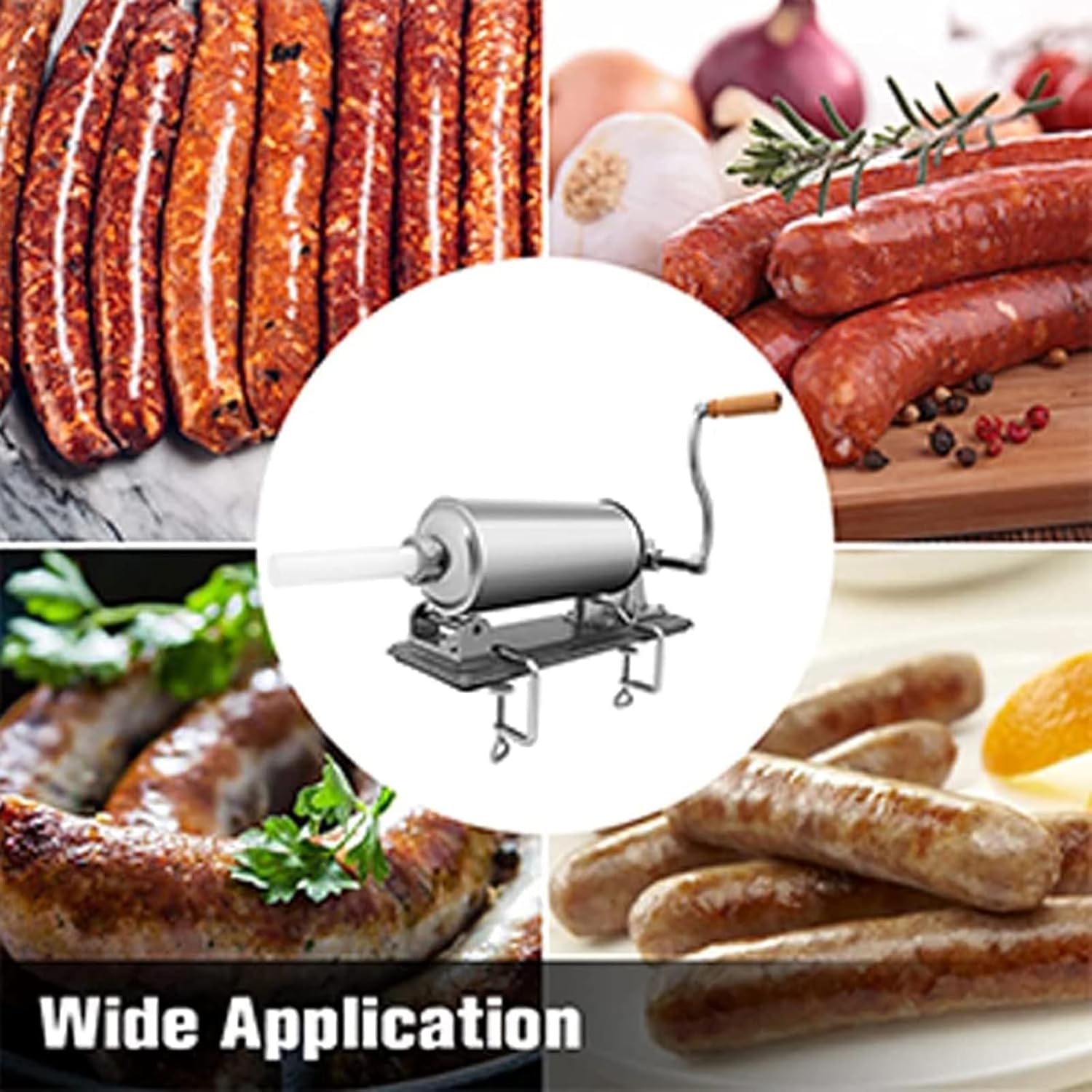 Stainless Steel 6LBS Manual Sausage Stuffer Machine with 4 Filling Tubes W264