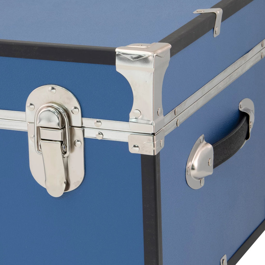 Wood Trunk with Wheels and Lock Mist Blue k7q