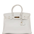 Pre-owned Hermes Birkin 35 White Epsom Gold Hardware