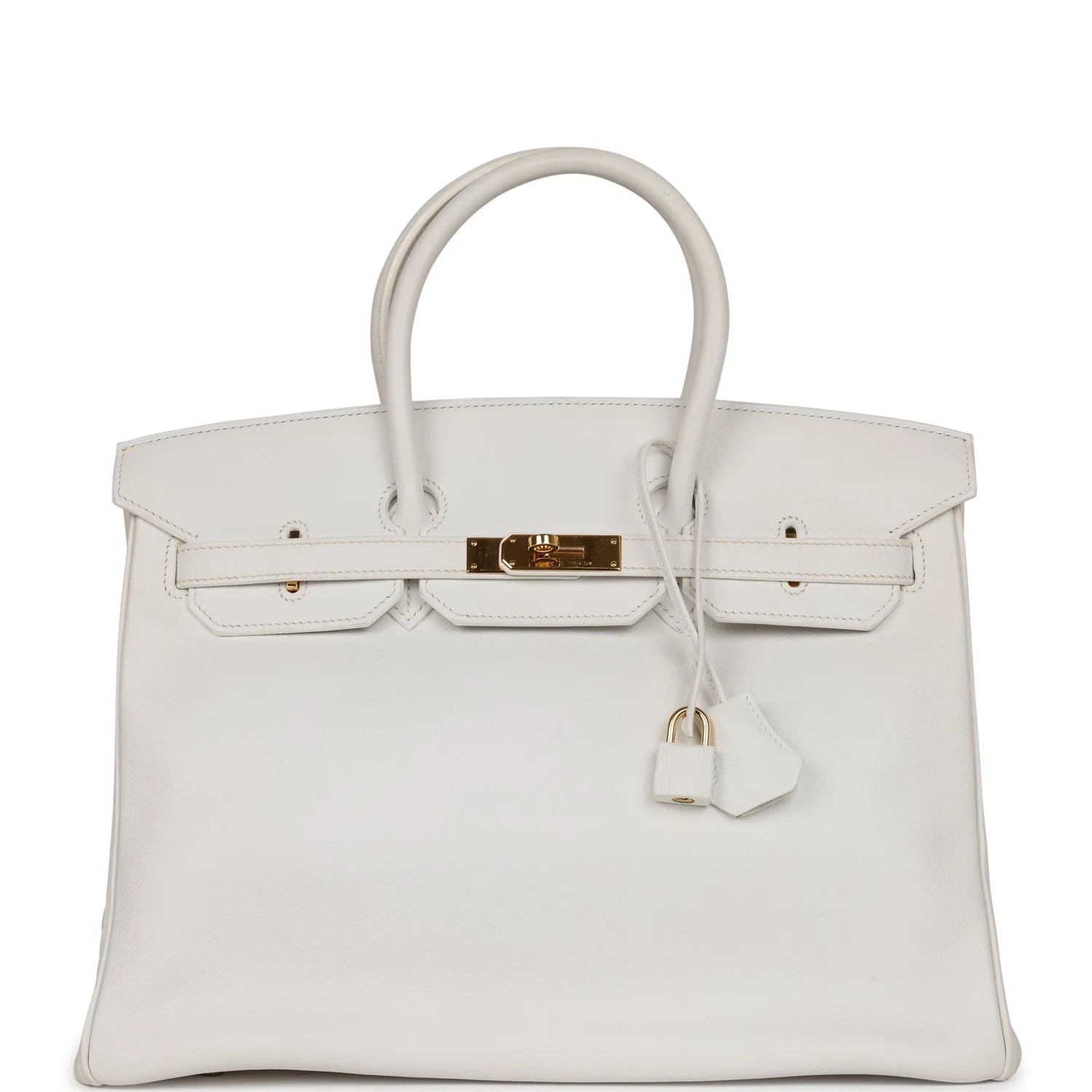 Pre-owned Hermes Birkin 35 White Epsom Gold Hardware