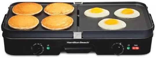 Hamilton Beach 3-in-1 Grill/Griddle 25380, Dual-Zone Temperature Control, Black N23446
