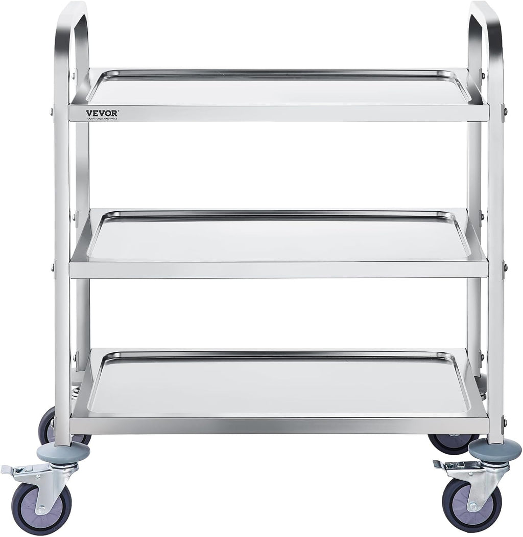 Lab Utility Cart 3 Shelves Stainless Steel Rolling Cart a7