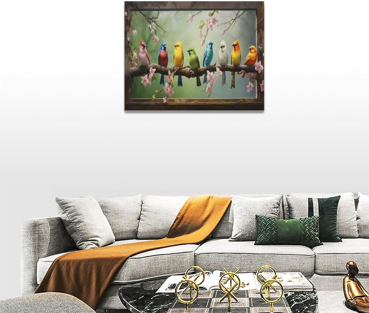 Hummingbirds Wall Art Farmhouse Canvas Bird Pictures Painting 16x12 a7
